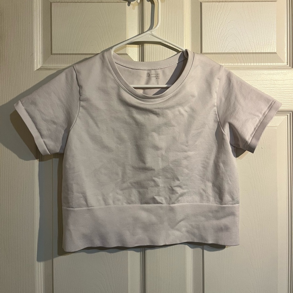 Offline by Aerie White Cropped Workout Tee